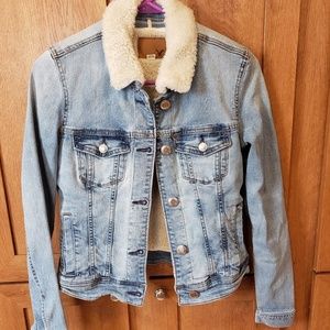 American Eagle Women Blue Denim Jean Jacket With S